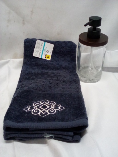 Hand Towel/ Glass Soap Dispenser