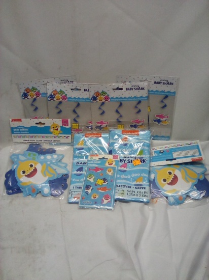 Baby Shark Themed Decorations/ Table Cover/ Stickers