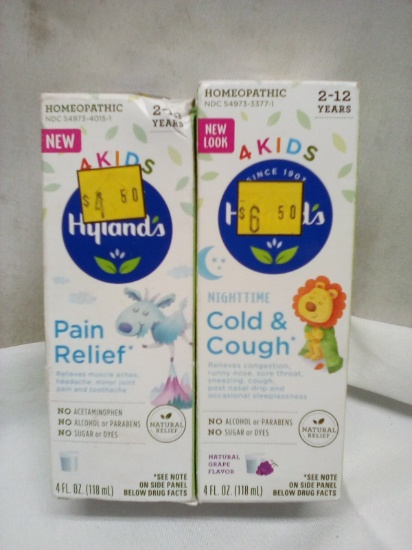 Kids 2-12yrs Homeopathic Pain Relief/ Night Time Cold & Cough Liquid
