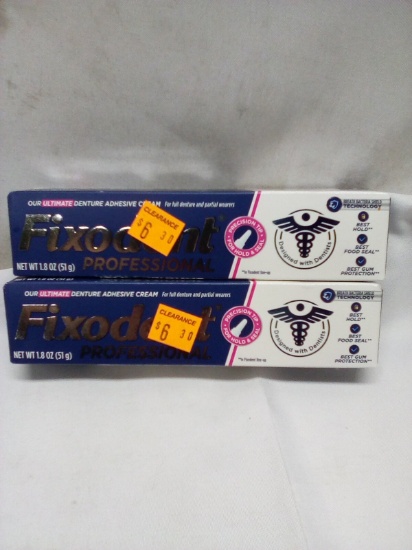 Qty 2 Fixodent Professional 1.8oz