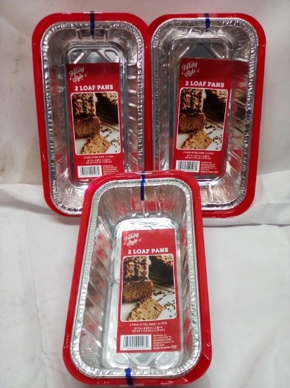 Qty 3 Loaf Pan 2pk with Lids 8.7” x 4.53” x 2.28”
