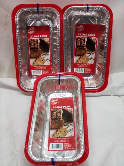 Qty 3 Loaf Pan 2pk with Lids 8.7” x 4.53” x 2.28”