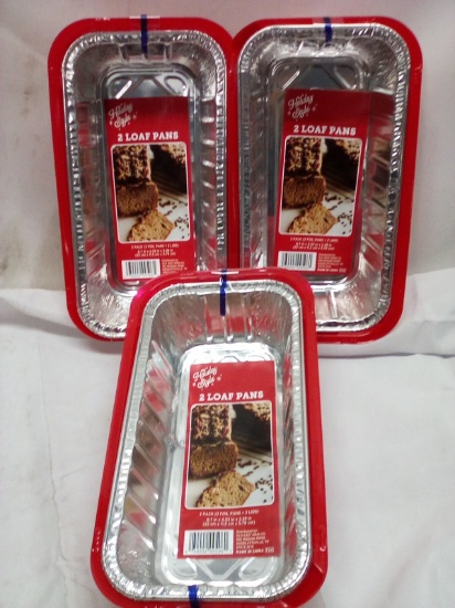 Qty 3 Loaf Pan 2pk with Lids 8.7” x 4.53” x 2.28”
