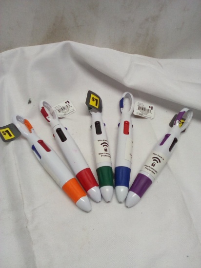 Lot of 5 Assorted Clip-on and Carry Multi-Color Click Pens