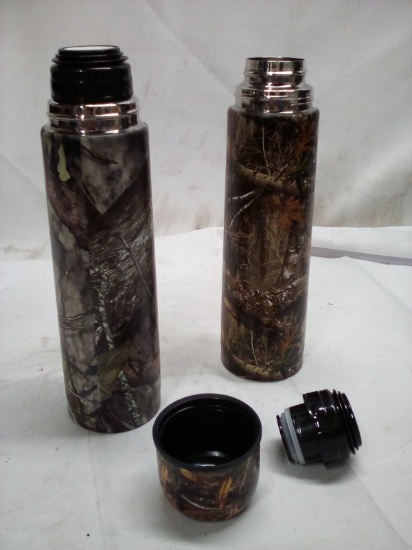 Pair of 25FlOz Camo Stainless Steel Thermoses