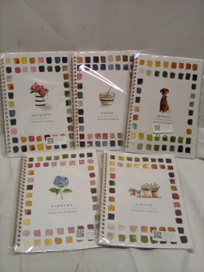 5 Assorted Watercolor Workbooks
