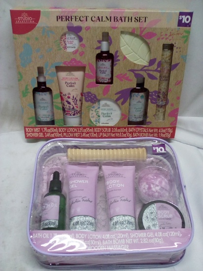 2 Studio Selections Bath Sets- (1) 8Pc Calming Set, (1) 6Pc Julie Foster Set