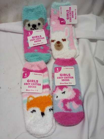 4 Pairs of Girls Size 7-3 Cozy Critter Socks