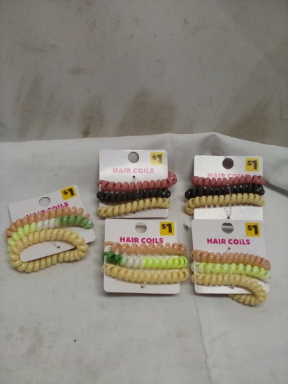 5 Packs of 3 Assorted Color Hair Coils