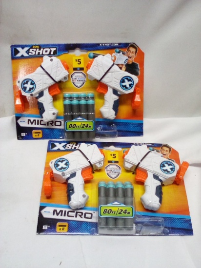 2 Dual Packs of ZURU X-shot Micros for Ages 8+