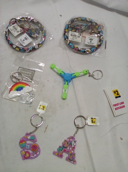 Lot of 6 Assorted Decorative Keychains