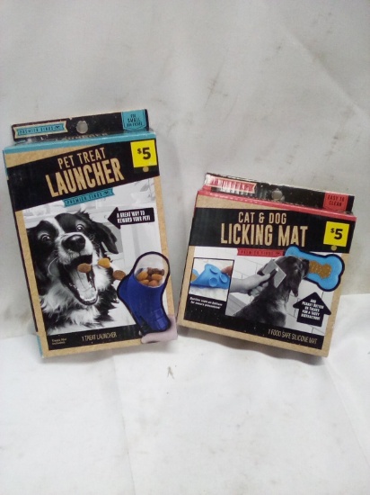 2Pc Premier Finds Pet Lot- (1) Treat Launcher, (1) Licking Mat