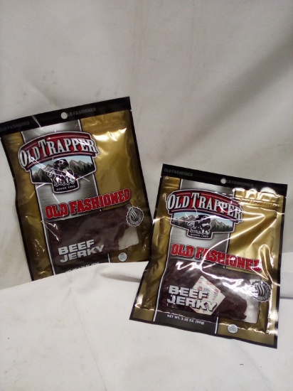 2 Old Trapper 3.25oz Bags of Old Fashioned Beef Jerkey