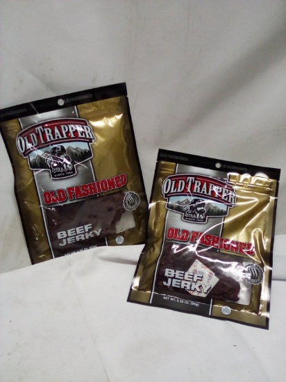2 Old Trapper 3.25oz Bags of Old Fashioned Beef Jerkey