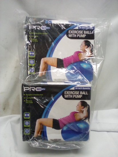 Lot of 2 ProStrength 24”D Exercise Balls w/ Pumps