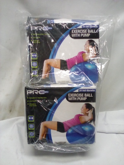 Lot of 2 ProStrength 24”D Exercise Balls w/ Pumps