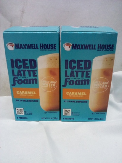 Qty 2 Maxwell House Iced Latte Foam Packets Caramel Flavor 6ct