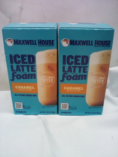 Qty 2 Maxwell House Iced Latte Foam Packets Caramel Flavor 6ct