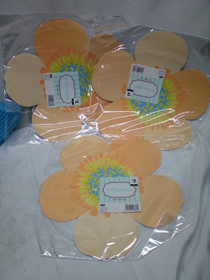 Qty 3- 8ct Flower Placemats 13.75” diameter