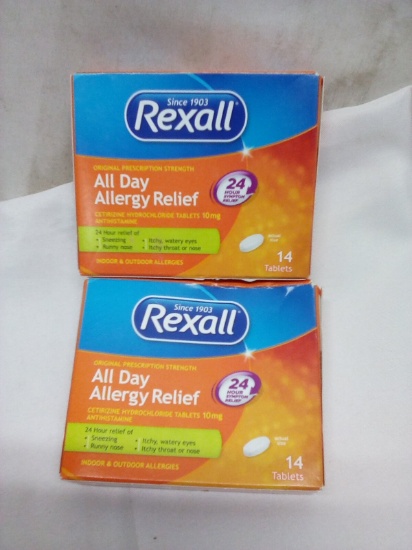 Qty 2 All Day Allergy Relief 14 Tablets