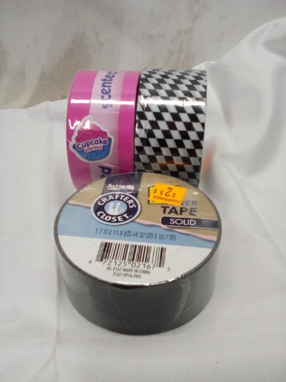 Qty 3 Designer Tape- Scented, Printed, and Solid