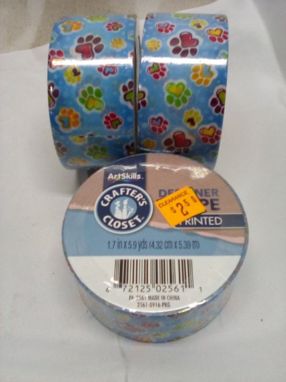 Qty 3 Printed Designer Tape 1.7” x 5.9 yards