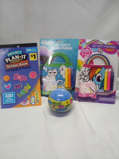 Qty 2 Activity Fun Purse| 330pc Sticker Book | Gooey Foam Beads