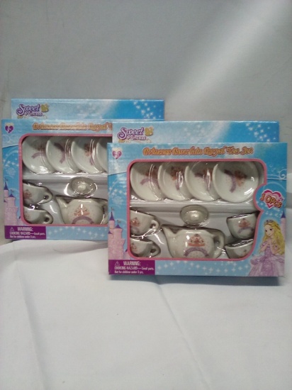 Qty 2 Princess Porcelain Royal Tea Set 10pc Ages 8+