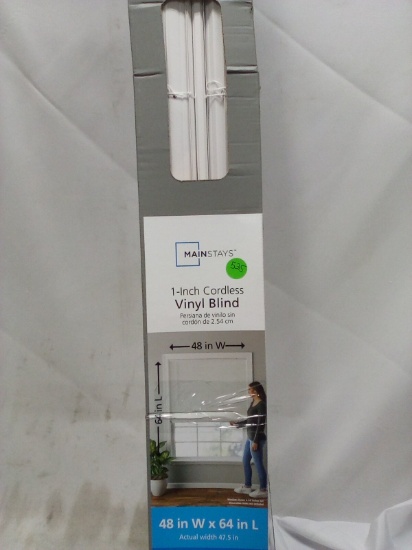 1 Inch Cordless Vinyl Blind 48” x 64” Room Darkening