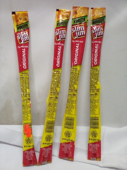Lot of 4 Original Monster Size Slim Jim Smoked Meat Snack Sticks