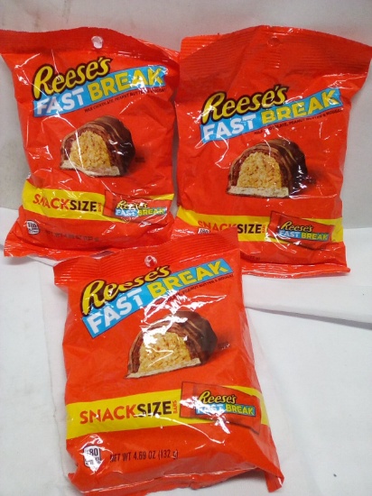 3 Bags of Reeses Snack Size Fast Break Snack Bars