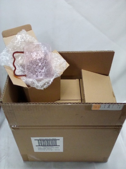 Full Case of 12 Room Essentials Pink w/ Berry Handle Glass Mugs
