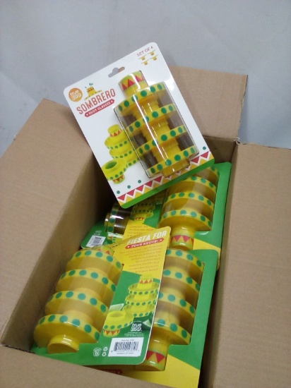 Full Case of 12 True Zoo 4Pc Sets of Sombrero Shot Glasses