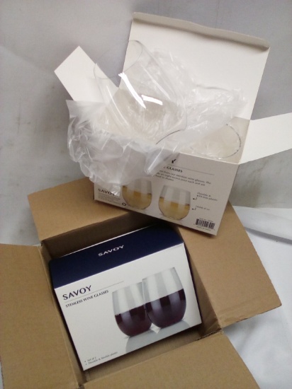 2 Packs of 2 Savoy Stemless Wine Glasses