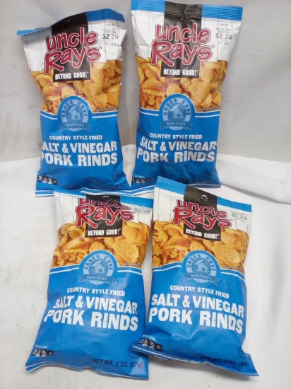 Lot of 4 Uncle Rays 2oz Bags of Salt&Vinegar Pork Rinds