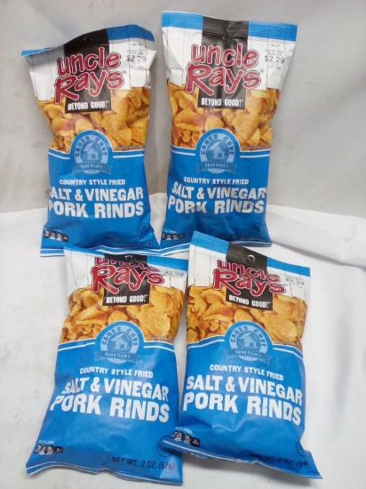 Lot of 4 Uncle Rays 2oz Bags of Salt&Vinegar Pork Rinds
