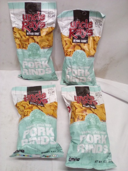 Lot of 4 Uncle Rays 2oz Bags of Country Style Fried Pork Rinds