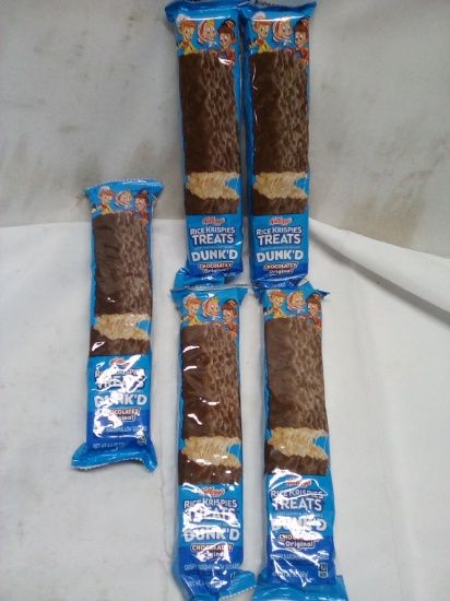 Lot of 5 Kelloggs Original Chocolatey Dunkd Rice Krispies Treats