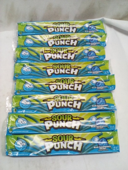 Lot of 8 Sour Punch Blue Raspberry Straws