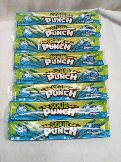 Lot of 8 Sour Punch Blue Raspberry Straws
