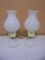 Vintage Matching Pair of Milk Glass Bedroom Lamps
