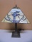 Beautiful Double Pull Chain Metal Table Lamp w/ Stained Glas Shade w/ Ducks