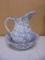 Blue Spongeware Stoneware Pitcher & Bowl Set