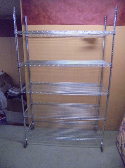 Heavy Duty 5 High Rolling Stainless Steel Shelving Unit