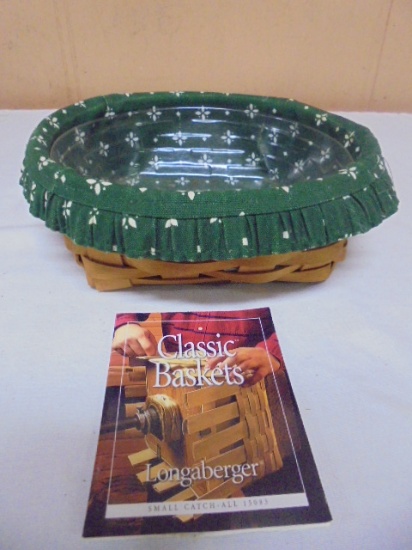 2000 Longaberger Small Catch-All Basket w/ Liner & Protector