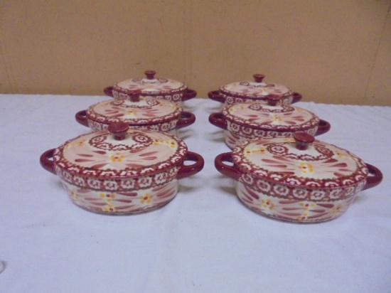 Set of 6 Temptations Old World 9oz Baking Dishes w/ Lids