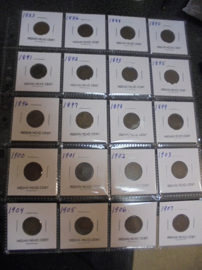 Group of 20 Assorted Date Indian Head Cents