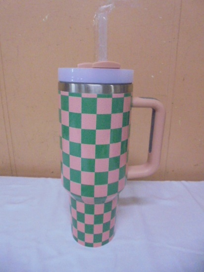 Stainless Steel Travel Tumbler w/ Reusable Straw