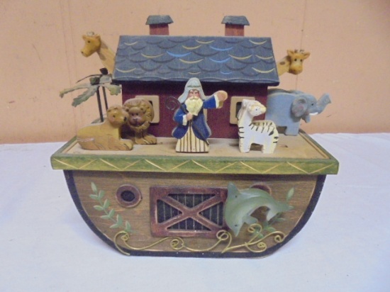 Wooden Noah's Ark Animated Music Box