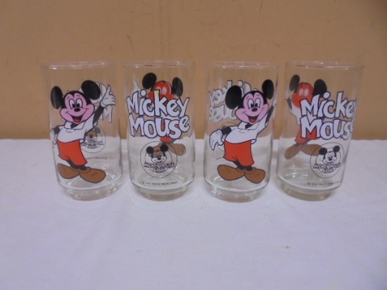 Set of 4 Vintage Mickey Mouse Club Glasses